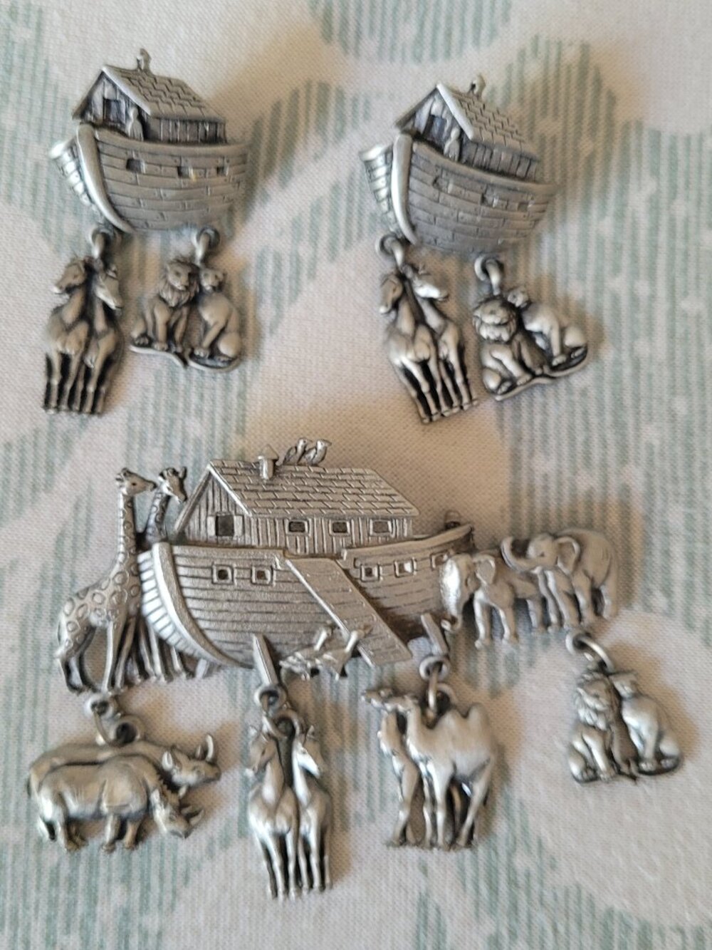 JJ Jonette Noah's Ark Dangle Earrings & Brooch Set